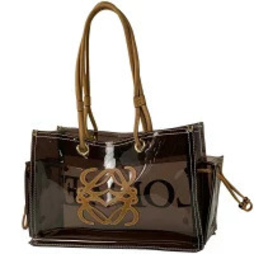Loewe Anagram Shopper Tote Bag Shoulder Vinyl Brown